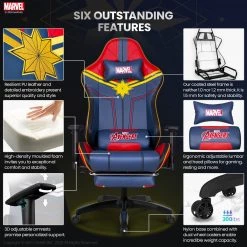 Neo Chair PRIME Captain Marvel Edition [Footrest Ver.] (MV-ARC-CM-R) Marvel Gaming