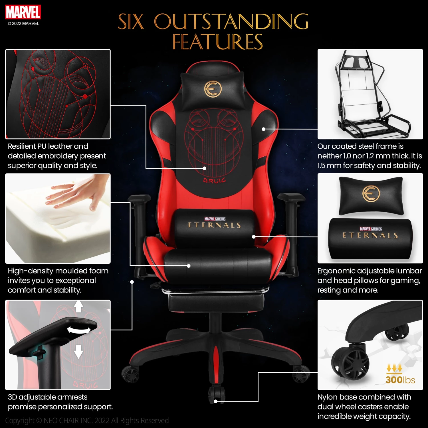 Neo Chair ETERNALS Gaming Chair-Druig R (MV-ETN-DR-R) Marvel Gaming