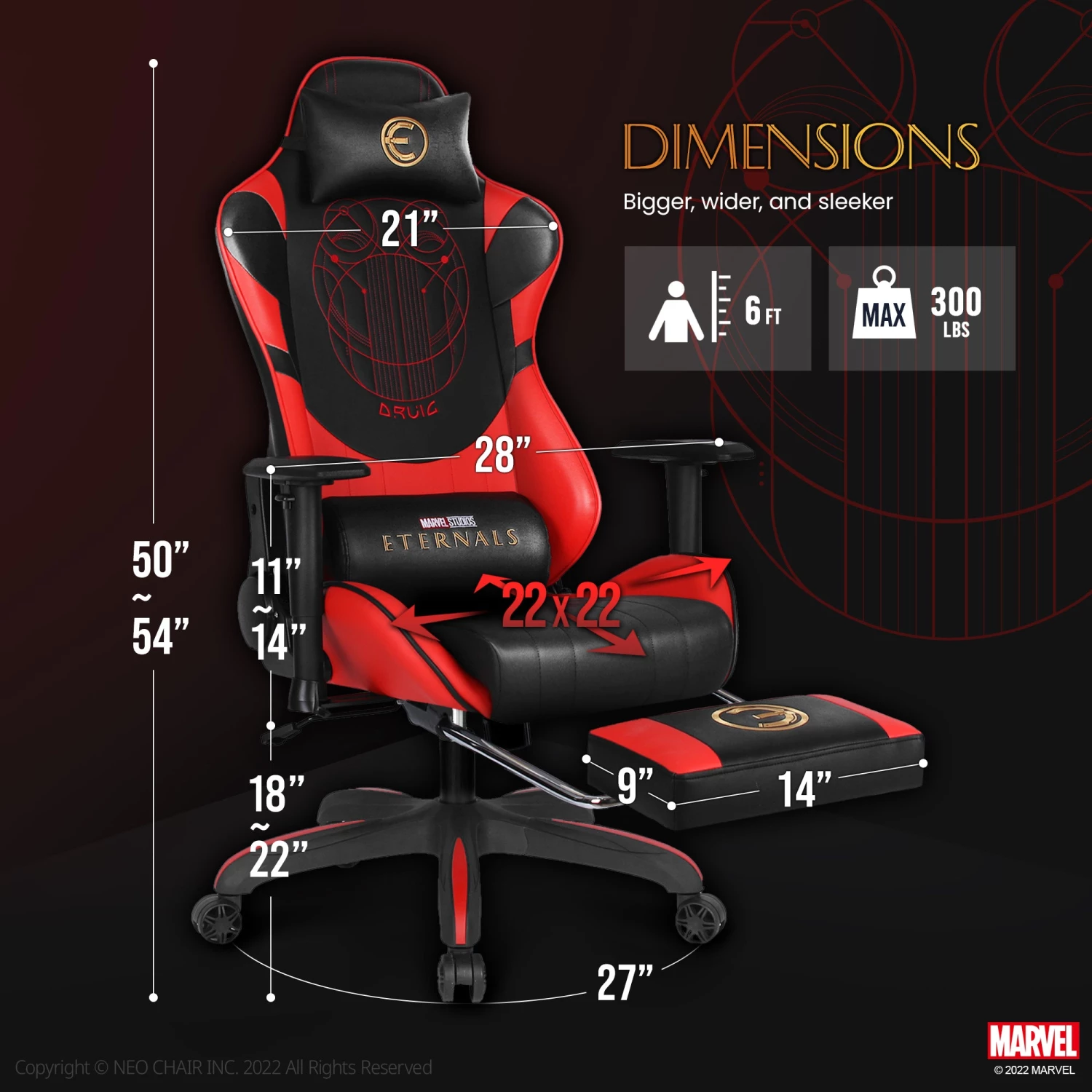 Neo Chair ETERNALS Gaming Chair-Druig R (MV-ETN-DR-R) Marvel Gaming