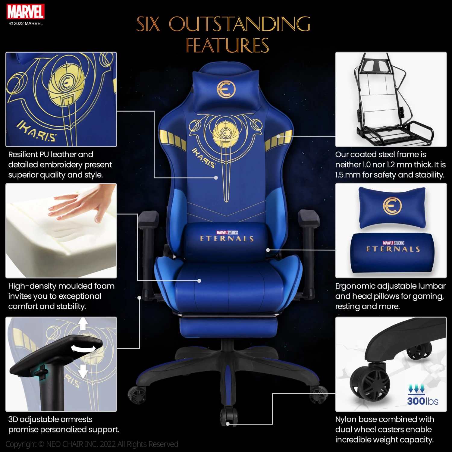 Neo Chair Marvel Gaming ETERNALS Gaming Chair- Ikaris R (MV-ETN-IK-R)