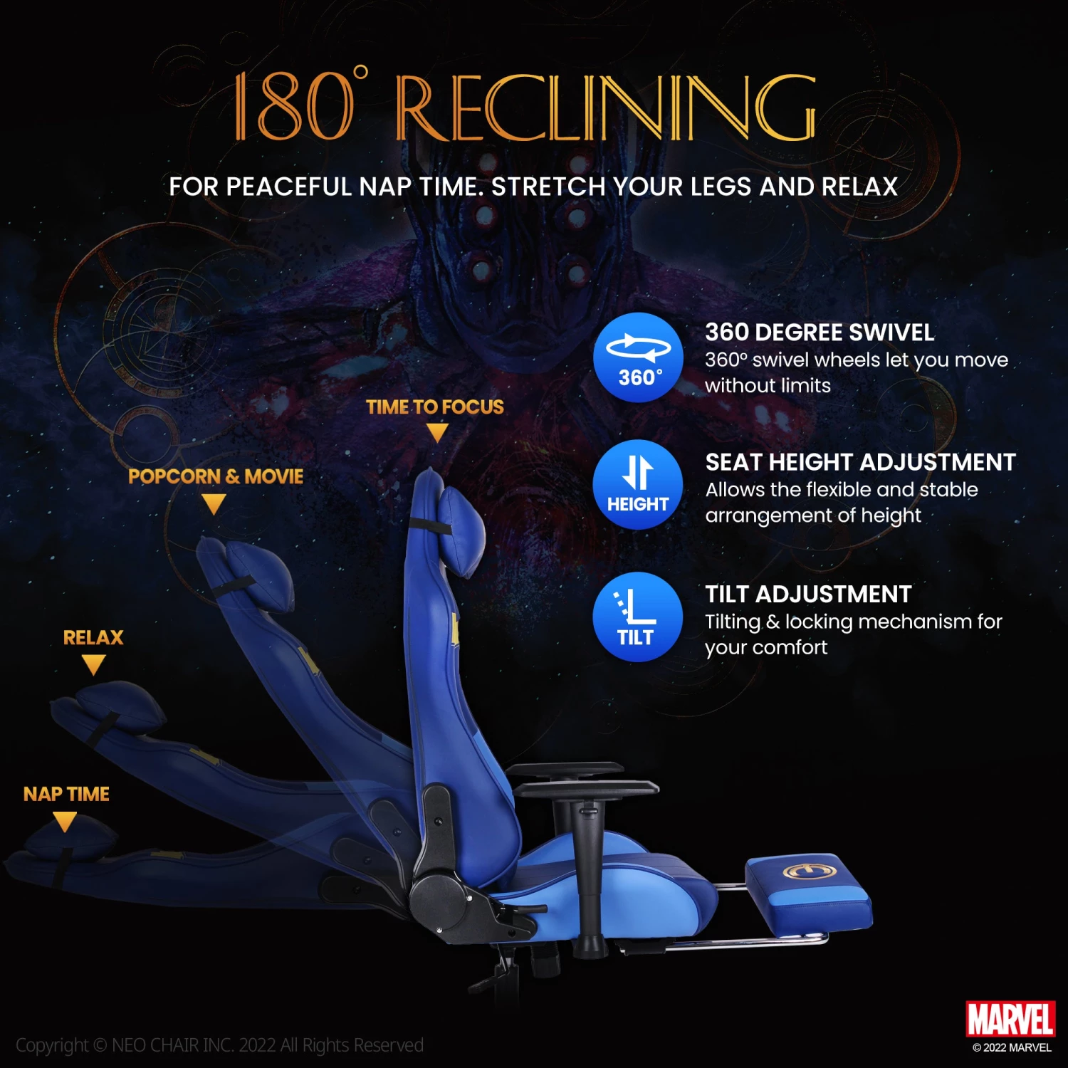 Neo Chair Marvel Gaming ETERNALS Gaming Chair- Ikaris R (MV-ETN-IK-R)