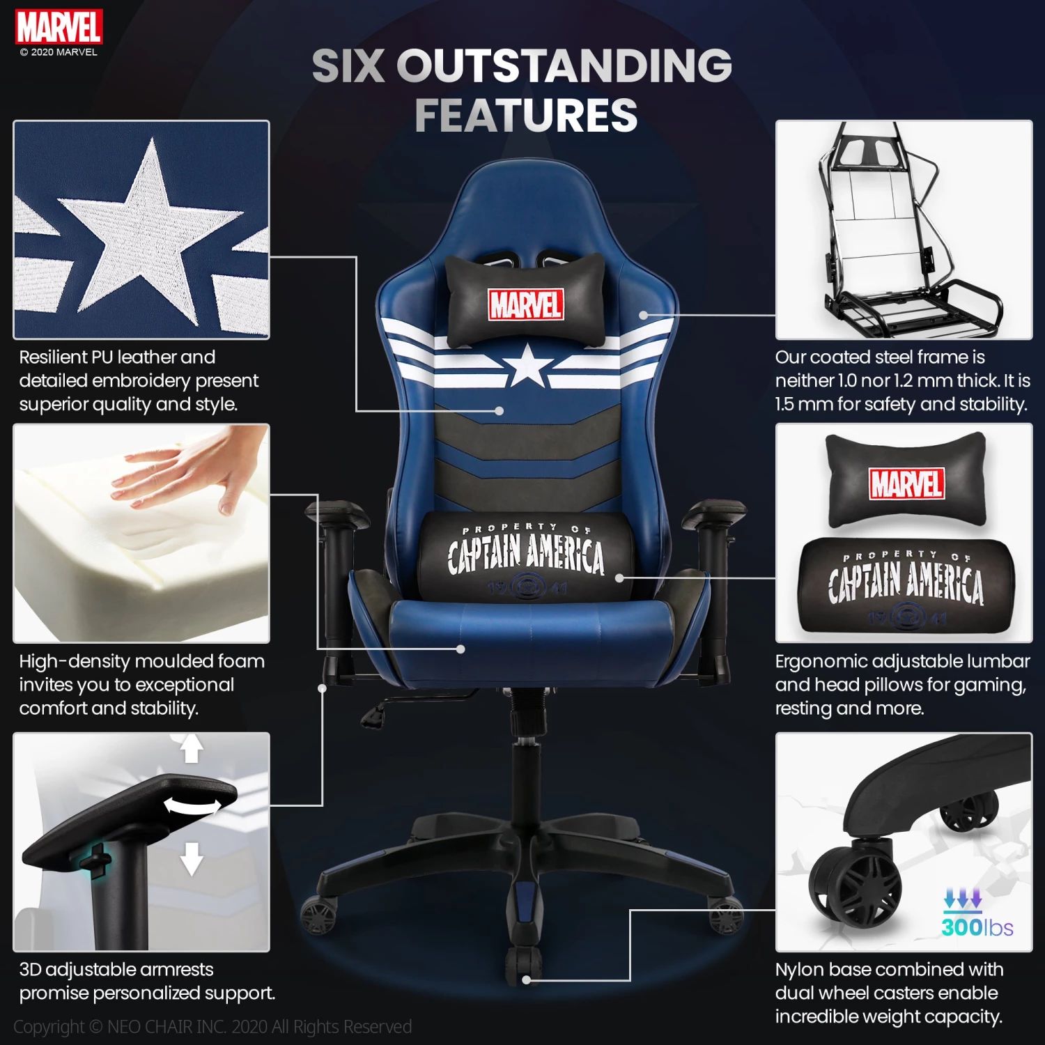 Neo Chair PRIME Captain America Edition (MV-ARC-CA)