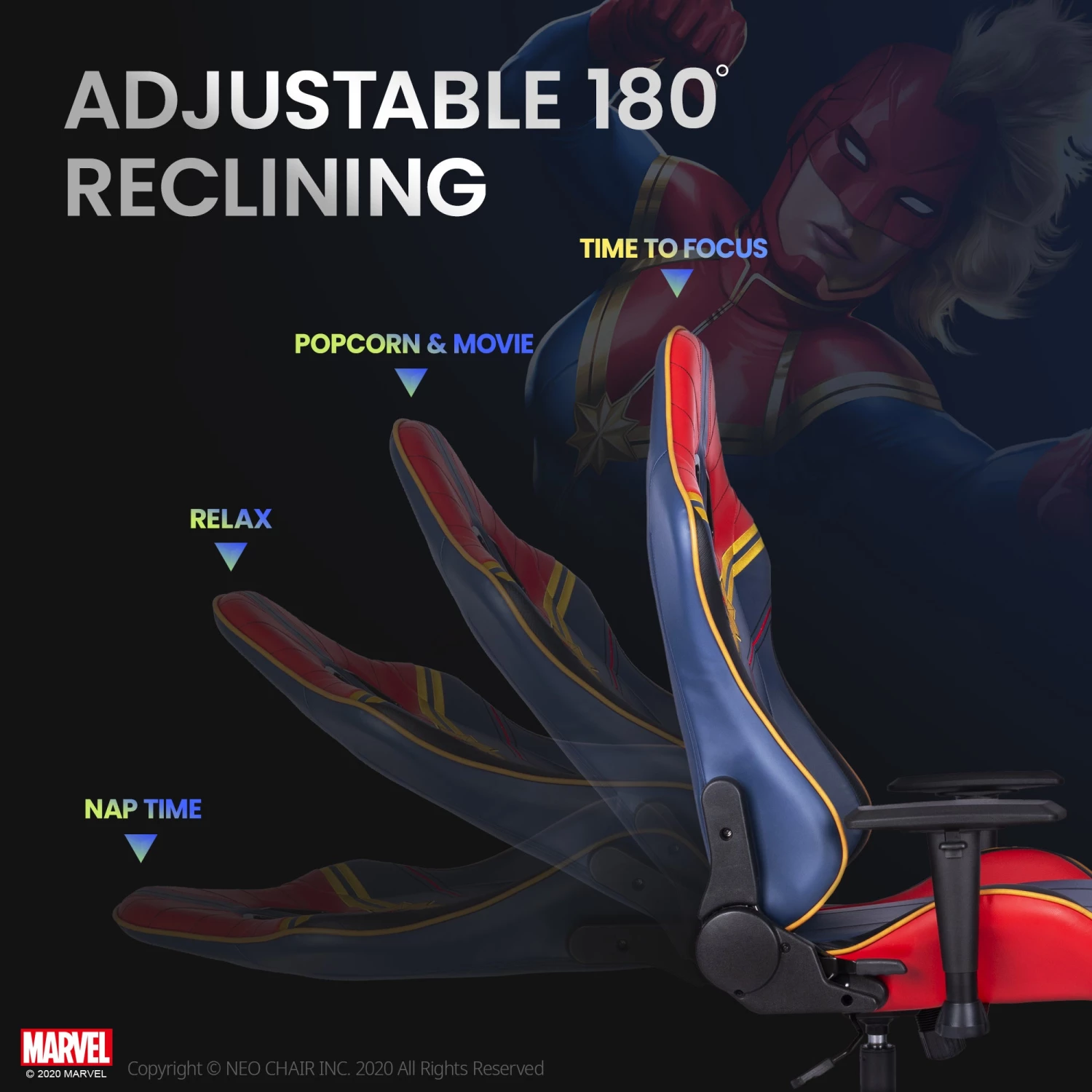 Neo Chair PRIME Captain Marvel Edition (MV-ARC-CM) Marvel Gaming