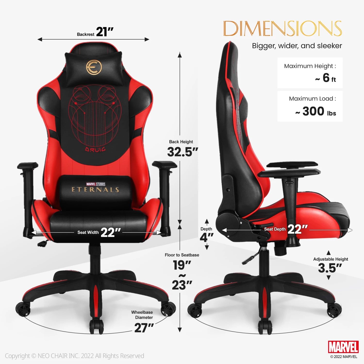 Neo Chair Marvel Gaming ETERNALS Gaming Chair-Druig (MV-ETN-DR)