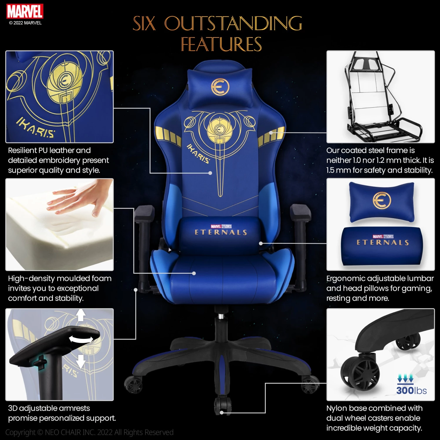 Neo Chair Marvel Gaming ETERNALS Gaming Chair- Ikaris (MV-ETN-IK)