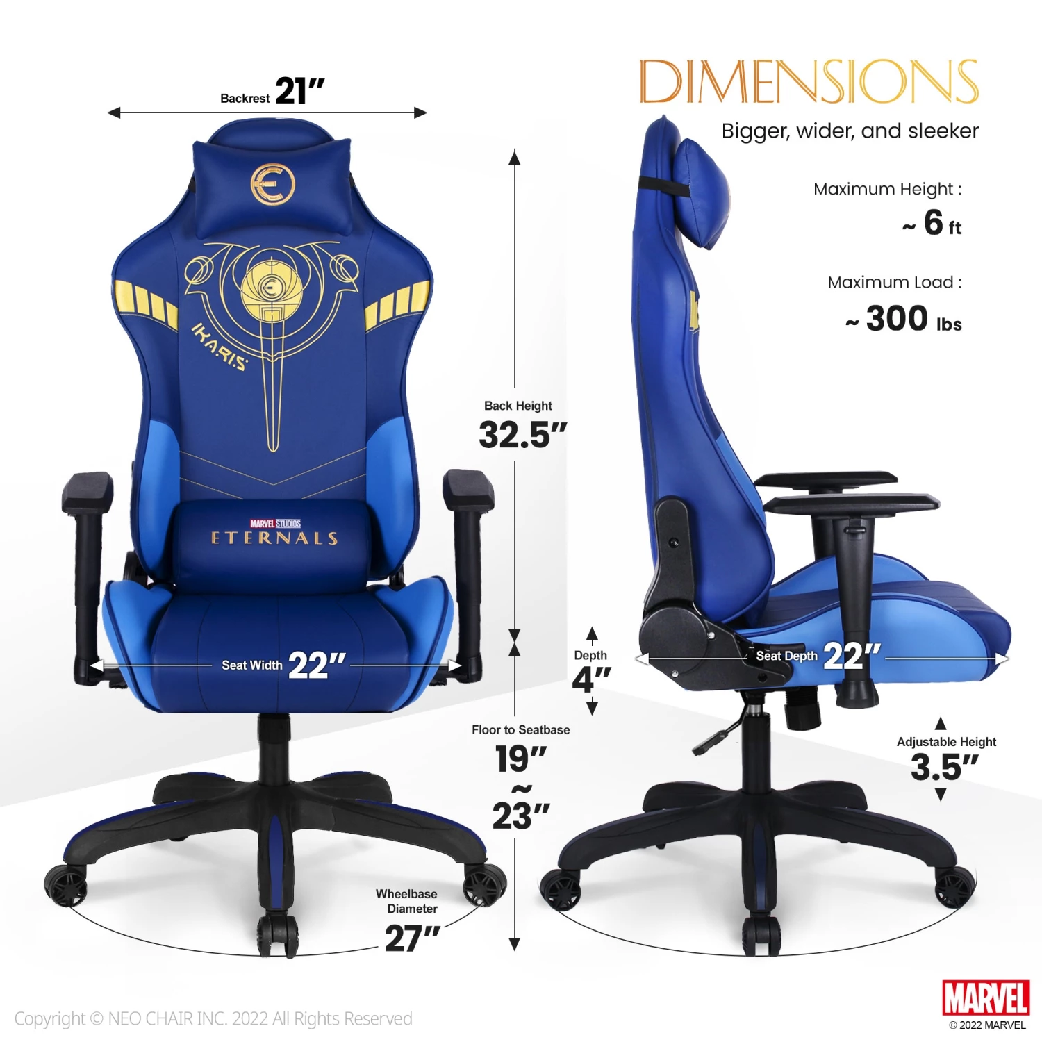 Neo Chair Marvel Gaming ETERNALS Gaming Chair- Ikaris (MV-ETN-IK)