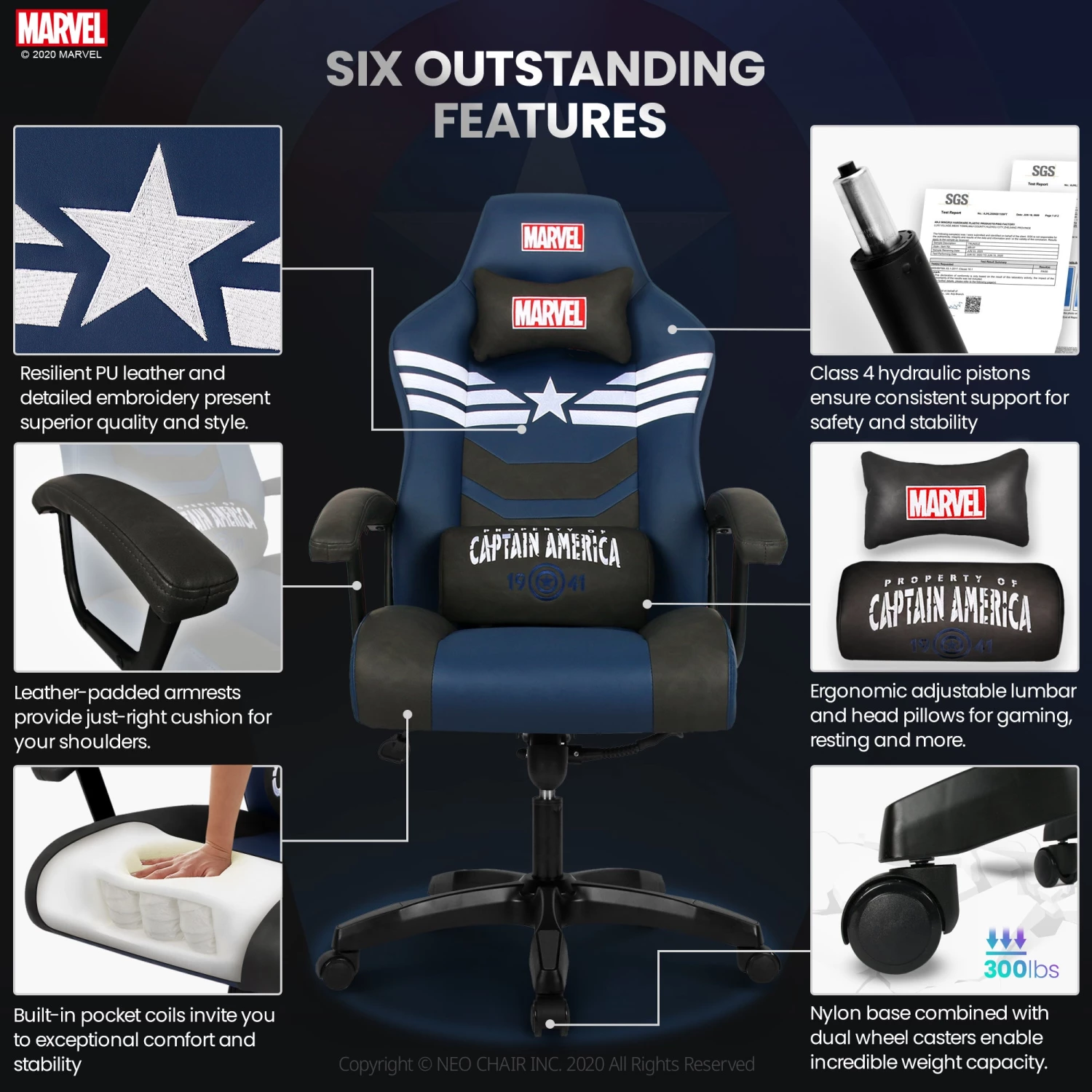 Neo Chair SUPREME Captain America Edition (MV-CRC-CA) Marvel Gaming