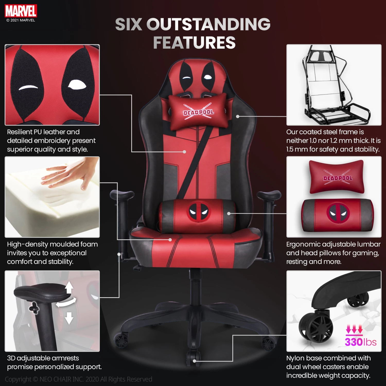 Neo Chair ULTIMATE Deadpool Edition (MV-RAP-DP) Marvel Gaming