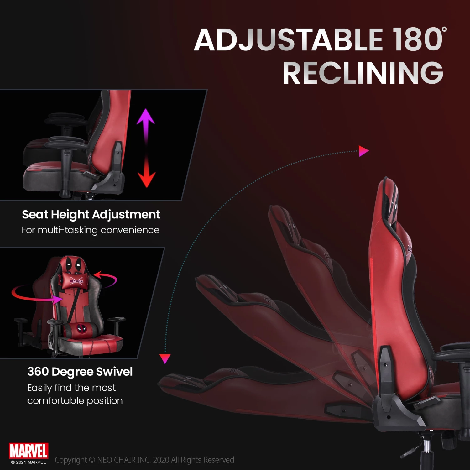 Neo Chair ULTIMATE Deadpool Edition (MV-RAP-DP) Marvel Gaming