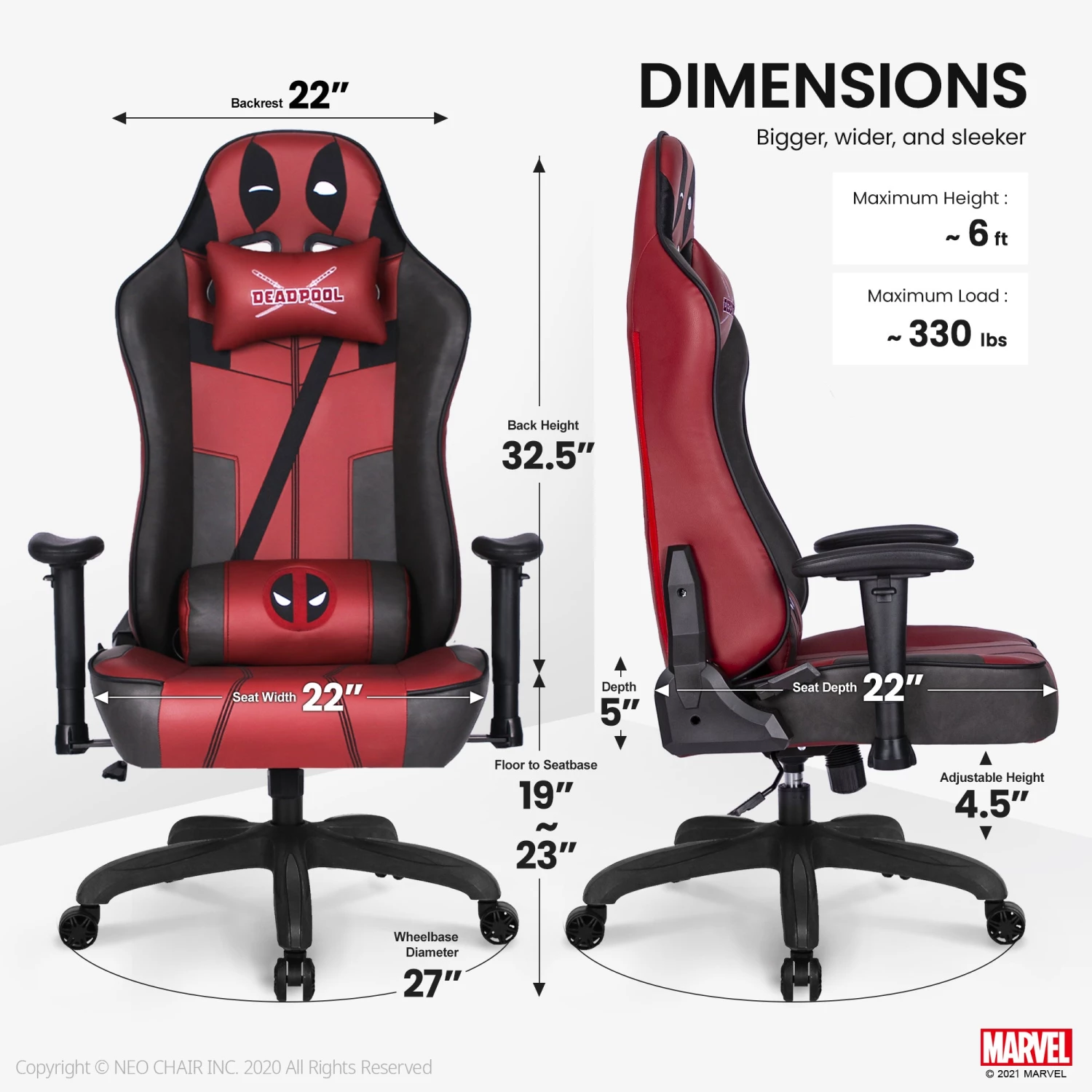 Neo Chair ULTIMATE Deadpool Edition (MV-RAP-DP) Marvel Gaming