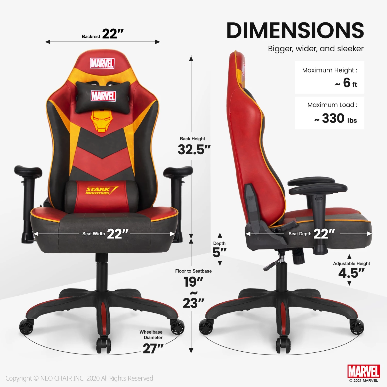 Neo Chair ULTIMATE Iron Man Edition (MV-RAP-IM) Marvel Gaming